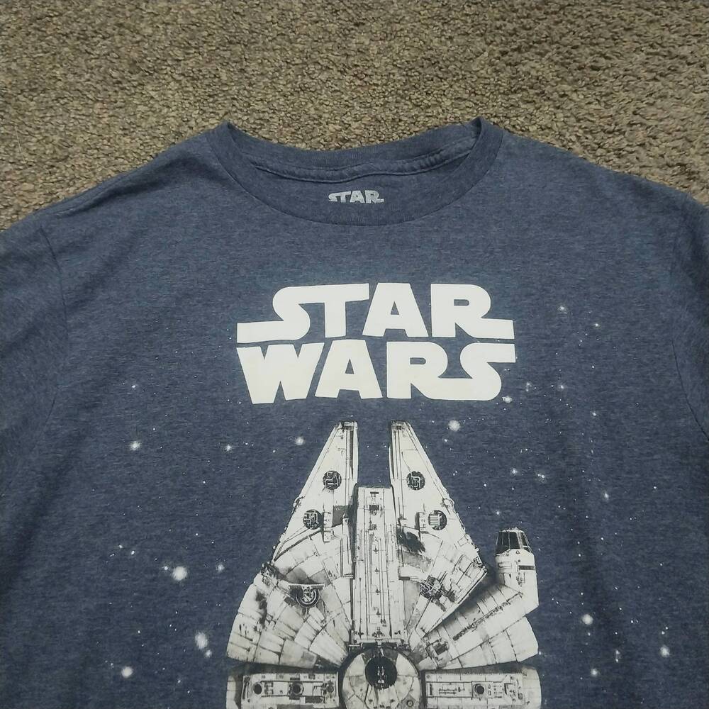 Mad Engine TShirt Mens Size Medium Heather Blue Star Wars Millennium Falcon